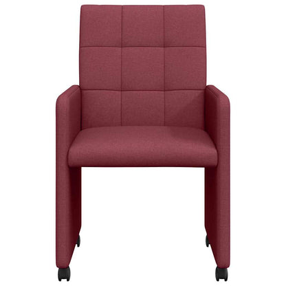 vidaXL Chaises de salle à manger à roulettes 2 pcs Rouge bordeaux 58 x 65 x 94 cm Tissu