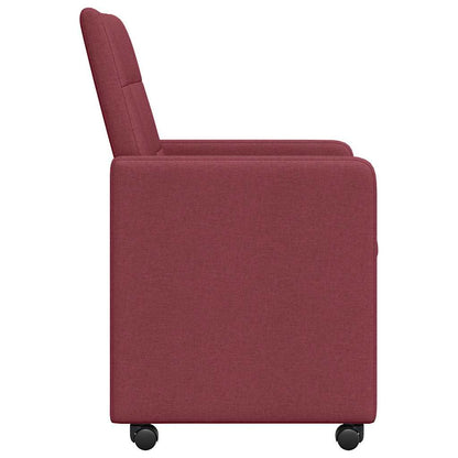 vidaXL Chaises de salle à manger à roulettes 2 pcs Rouge bordeaux 58 x 65 x 94 cm Tissu