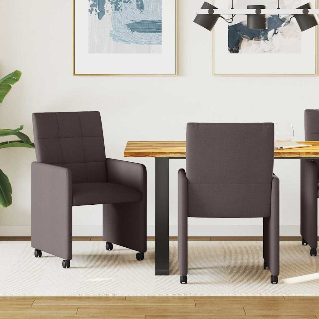 vidaXL Esszimmerstühle mit Rollen 2 pcs Dunkelbraun 58 x 65 x 94 cm