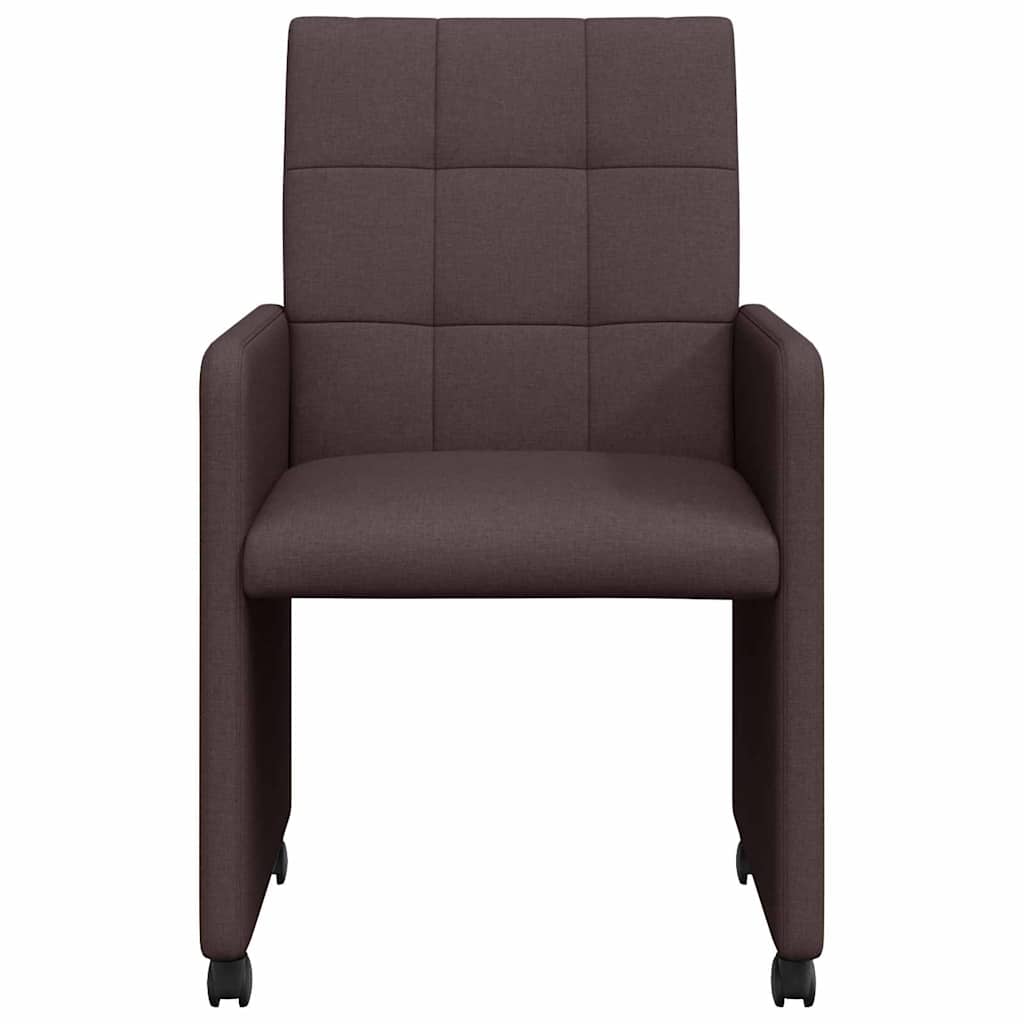 vidaXL Esszimmerstühle mit Rollen 2 pcs Dunkelbraun 58 x 65 x 94 cm