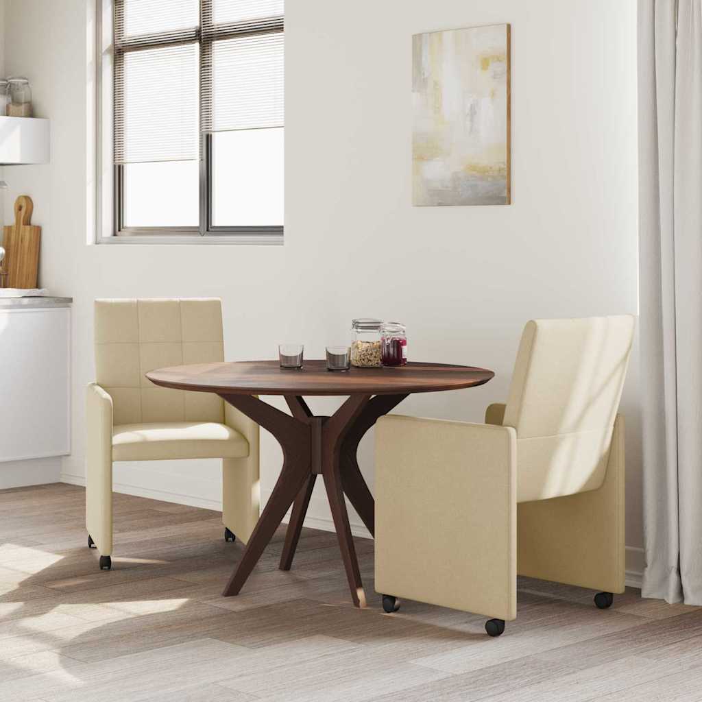 vidaXL Esszimmerstühle mit Rollen 2 pcs Creme 58 x 65 x 94 cm Stoff