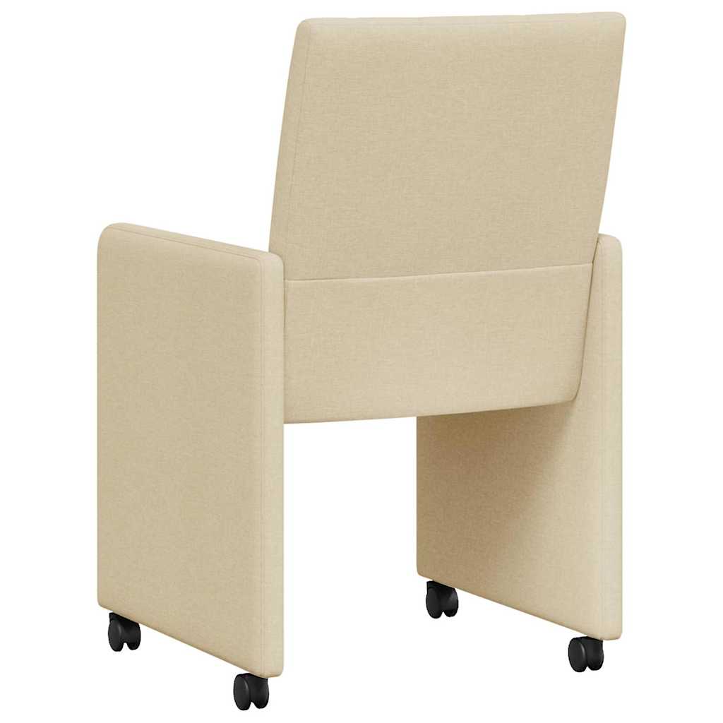 vidaXL Esszimmerstühle mit Rollen 2 pcs Creme 58 x 65 x 94 cm Stoff