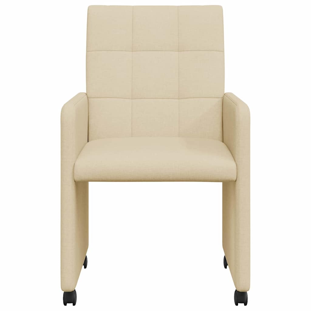 vidaXL Esszimmerstühle mit Rollen 2 pcs Creme 58 x 65 x 94 cm Stoff