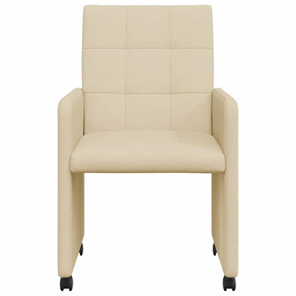 vidaXL Esszimmerstühle mit Rollen 2 pcs Creme 58 x 65 x 94 cm Stoff