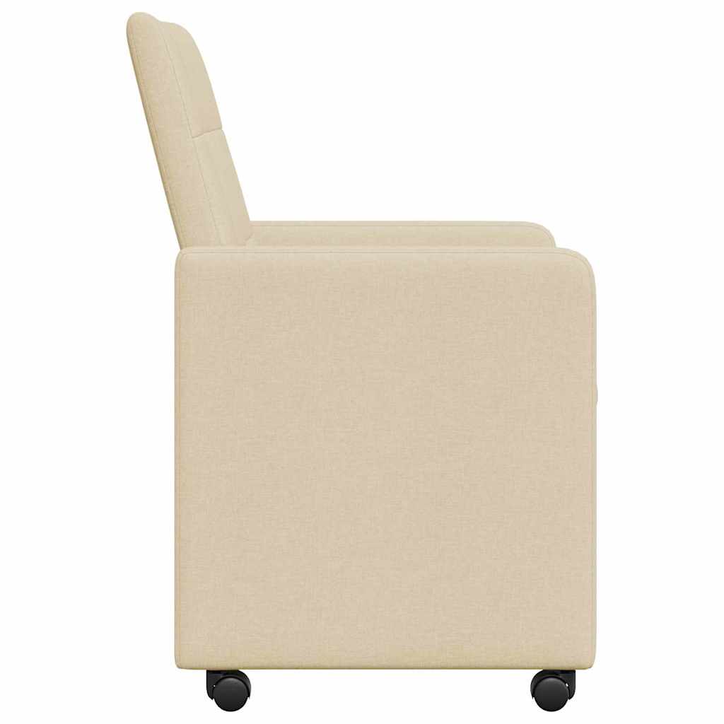vidaXL Esszimmerstühle mit Rollen 2 pcs Creme 58 x 65 x 94 cm Stoff