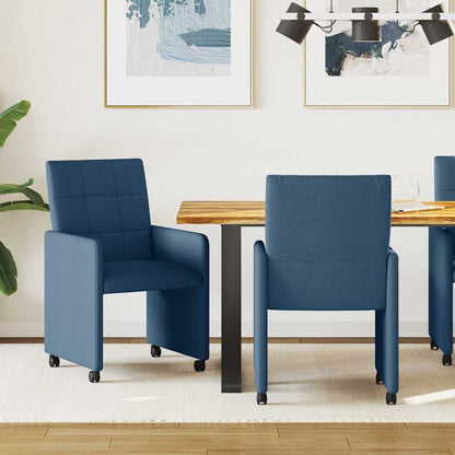 vidaXL Esszimmerstühle mit Rollen 2 pcs Blau 58 x 65 x 94 cm Stoff