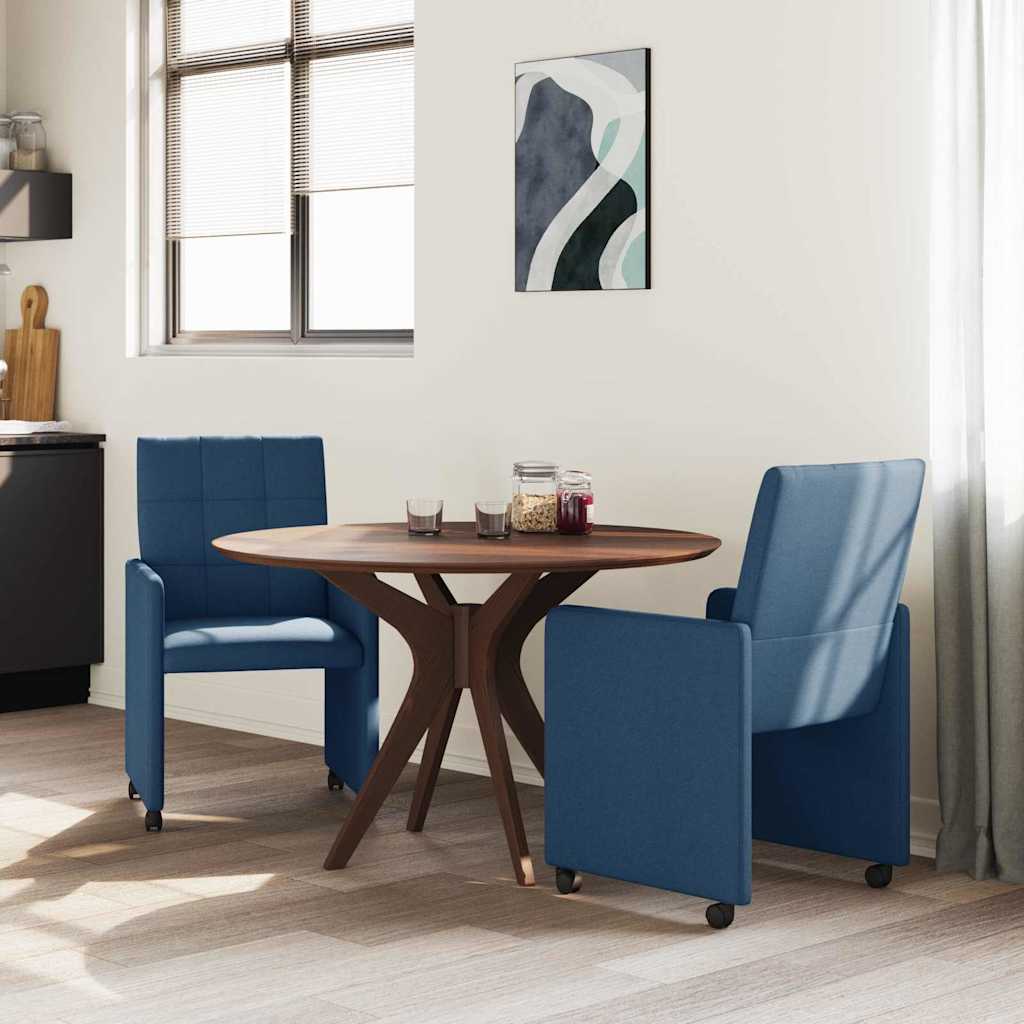 vidaXL Esszimmerstühle mit Rollen 2 pcs Blau 58 x 65 x 94 cm Stoff