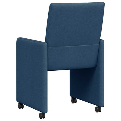 vidaXL Esszimmerstühle mit Rollen 2 pcs Blau 58 x 65 x 94 cm Stoff