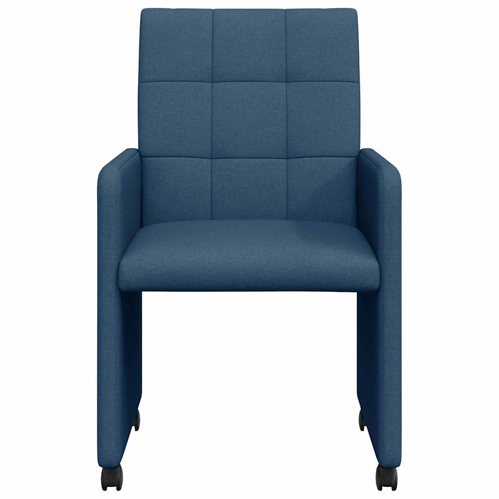 vidaXL Esszimmerstühle mit Rollen 2 pcs Blau 58 x 65 x 94 cm Stoff