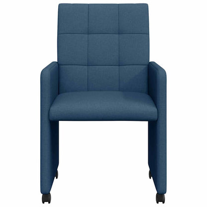 vidaXL Esszimmerstühle mit Rollen 2 pcs Blau 58 x 65 x 94 cm Stoff