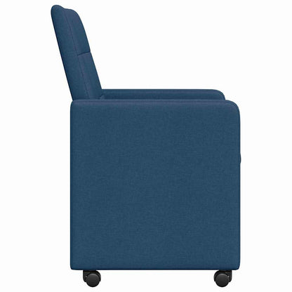 vidaXL Esszimmerstühle mit Rollen 2 pcs Blau 58 x 65 x 94 cm Stoff