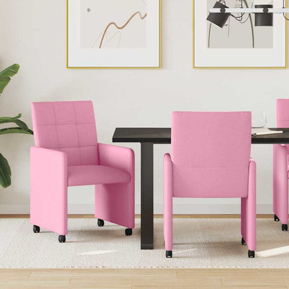 vidaXL Esszimmerstühle mit Rollen 2 pcs Rosa 58 x 65 x 94 cm Stoff