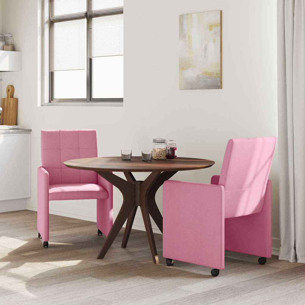 vidaXL Esszimmerstühle mit Rollen 2 pcs Rosa 58 x 65 x 94 cm Stoff