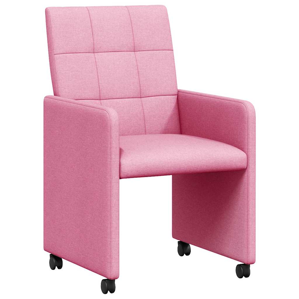 vidaXL Esszimmerstühle mit Rollen 2 pcs Rosa 58 x 65 x 94 cm Stoff