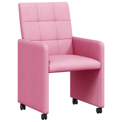 vidaXL Esszimmerstühle mit Rollen 2 pcs Rosa 58 x 65 x 94 cm Stoff