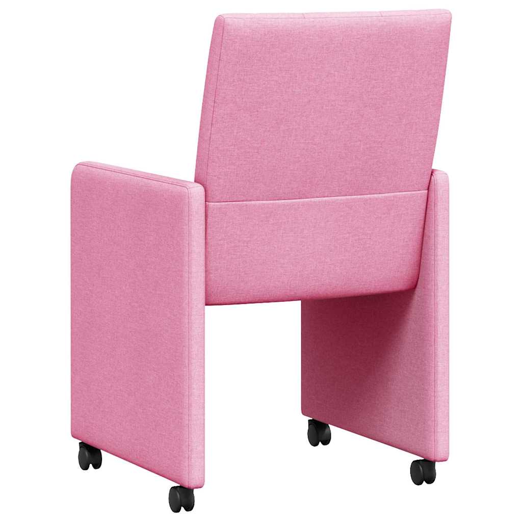 vidaXL Esszimmerstühle mit Rollen 2 pcs Rosa 58 x 65 x 94 cm Stoff