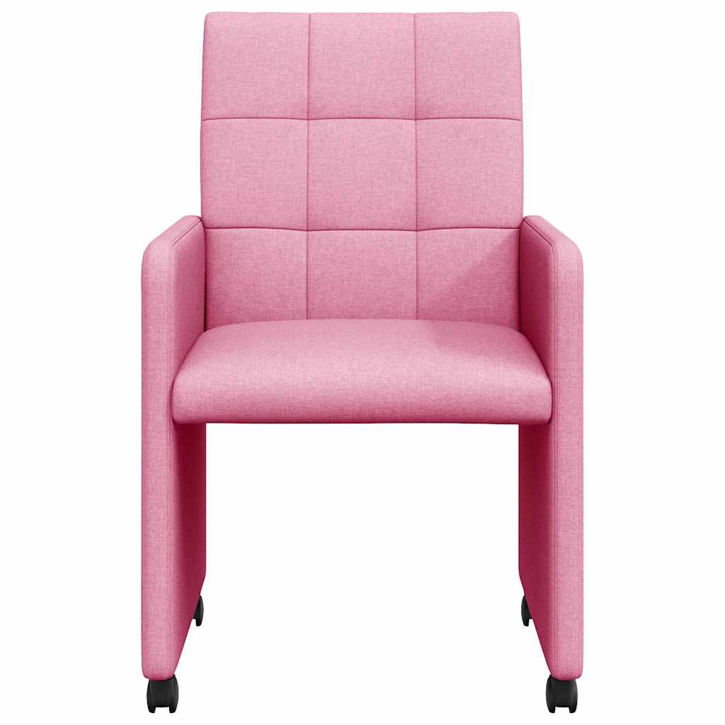 vidaXL Esszimmerstühle mit Rollen 2 pcs Rosa 58 x 65 x 94 cm Stoff