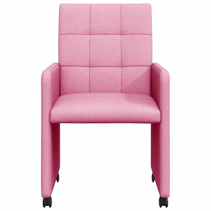vidaXL Esszimmerstühle mit Rollen 2 pcs Rosa 58 x 65 x 94 cm Stoff