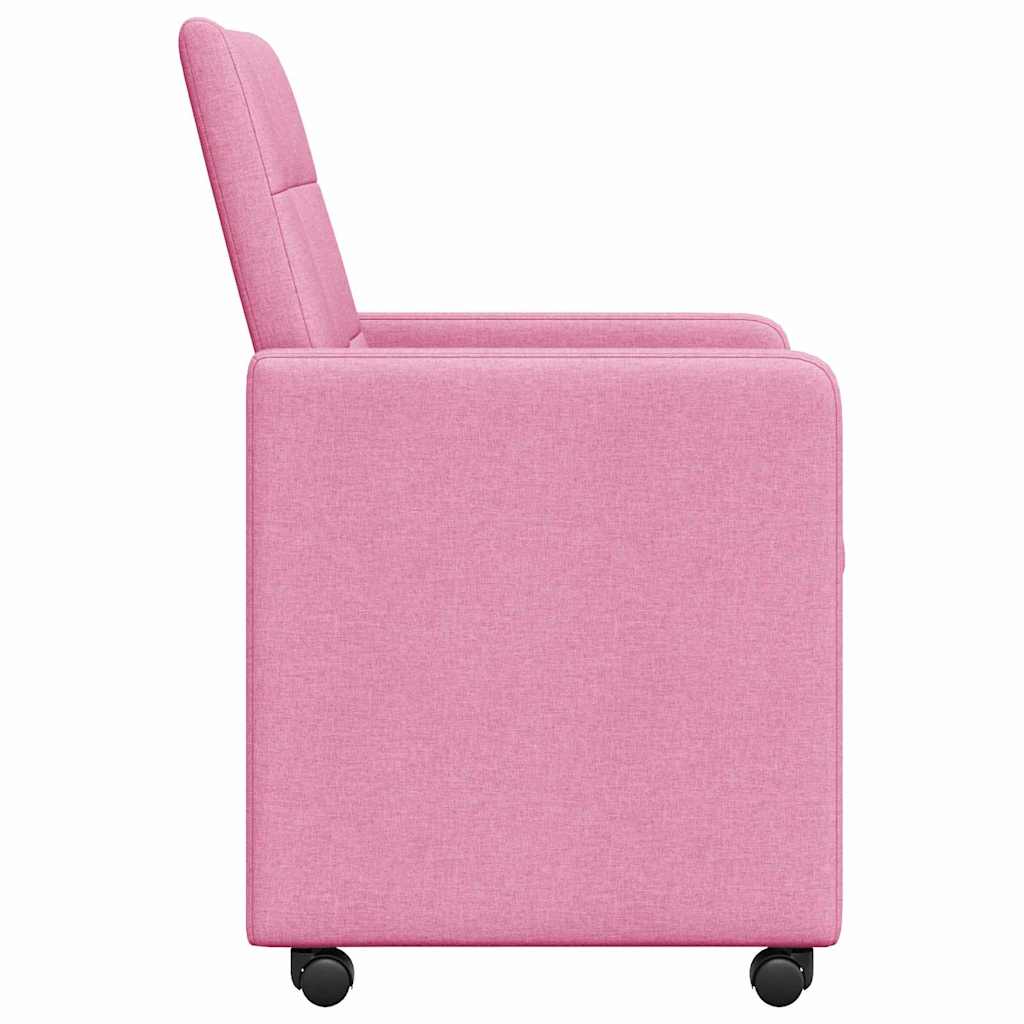 vidaXL Esszimmerstühle mit Rollen 2 pcs Rosa 58 x 65 x 94 cm Stoff