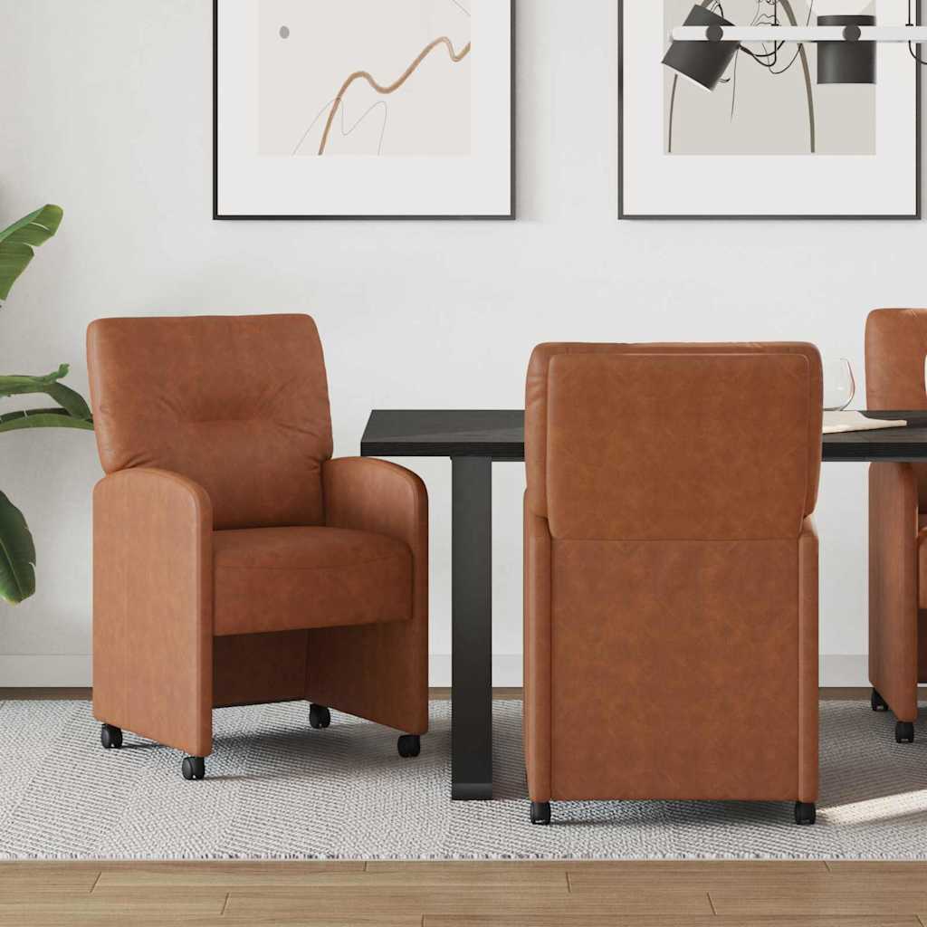 vidaXL Esszimmerstühle mit Rollen 2 pcs Braun 57 x 67 x 95 cm