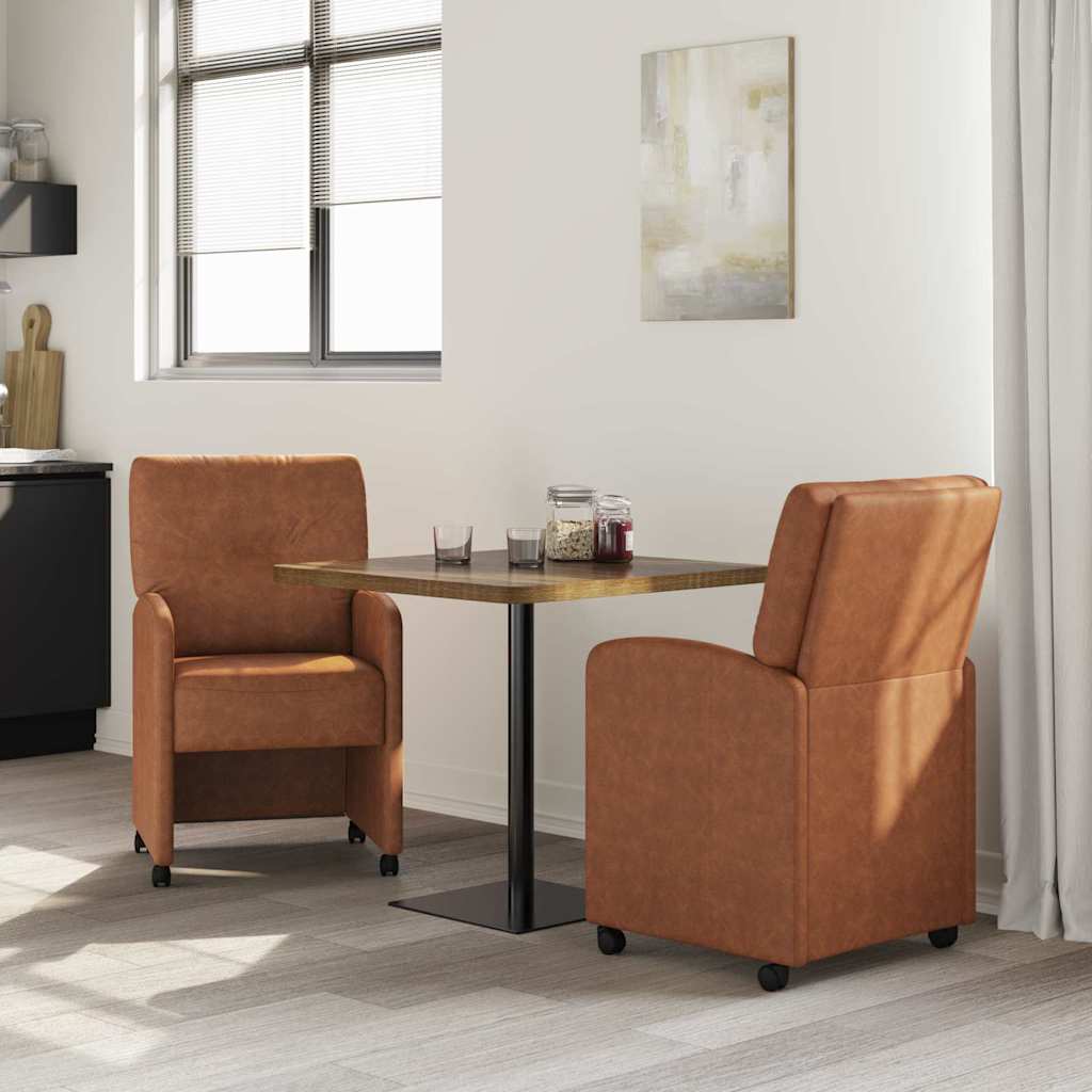 vidaXL Esszimmerstühle mit Rollen 2 pcs Braun 57 x 67 x 95 cm