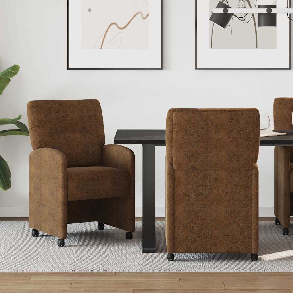 vidaXL Esszimmerstühle mit Rollen 2 pcs Braun 57 x 67 x 95 cm