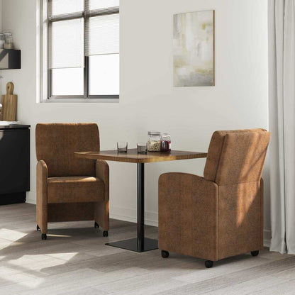 vidaXL Esszimmerstühle mit Rollen 2 pcs Braun 57 x 67 x 95 cm