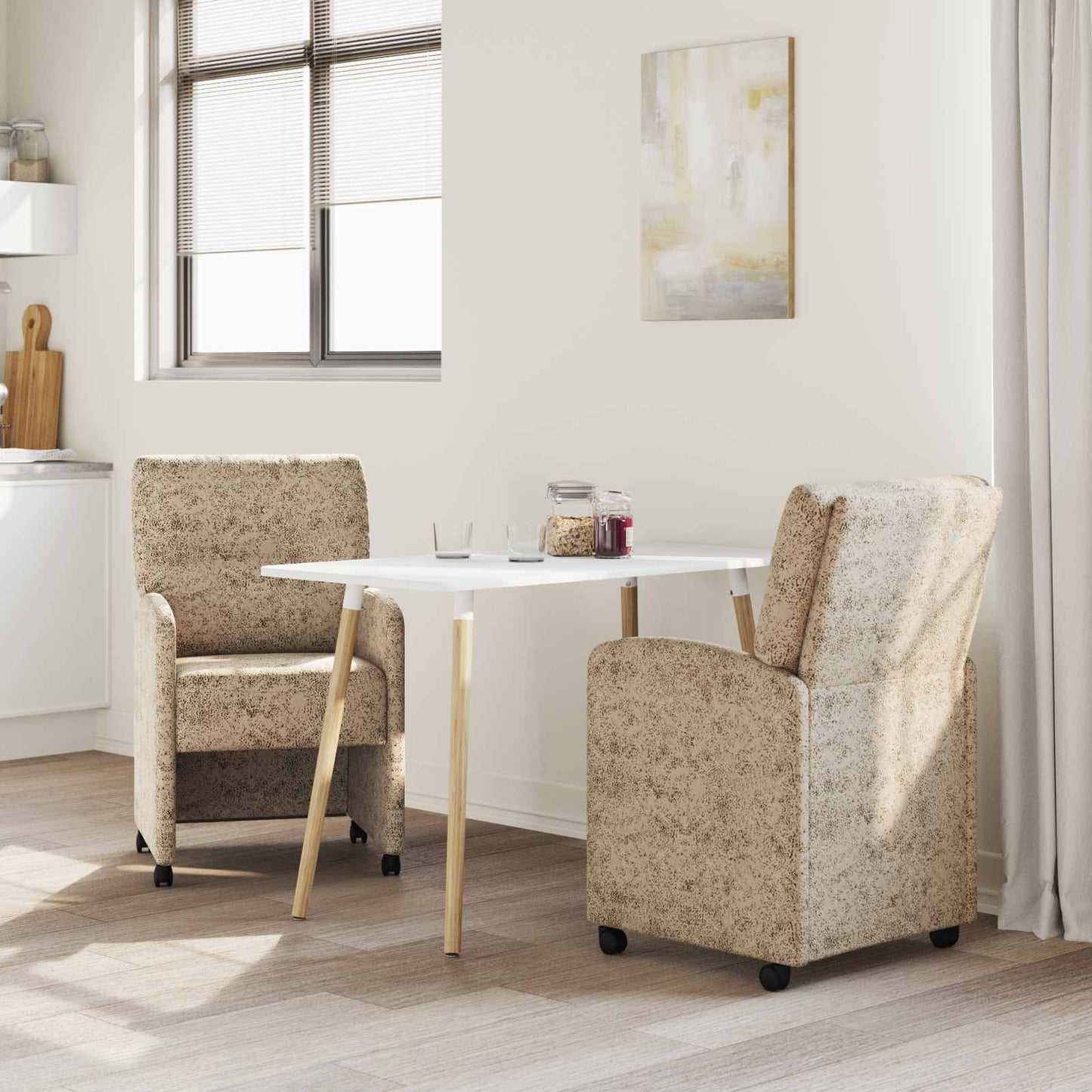 vidaXL Esszimmerstühle mit Rollen 2 pcs Hellgrau 57 x 67 x 95 cm