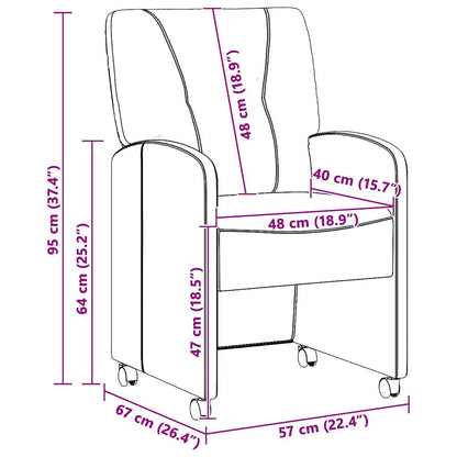Esszimmerstühle mit Rollen 2 pcs Dunkelgrau 57 x 67 x 95 cm