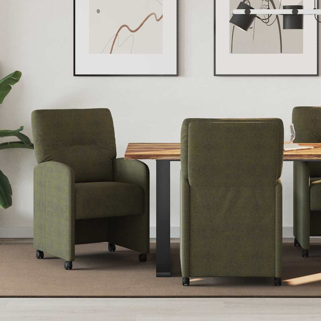 vidaXL Esszimmerstühle mit Rollen 2 pcs Armeegrün 57 x 67 x 95 cm