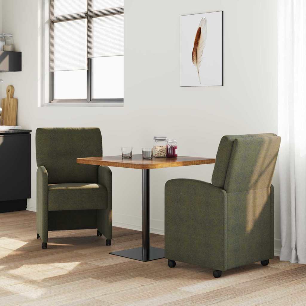 vidaXL Esszimmerstühle mit Rollen 2 pcs Armeegrün 57 x 67 x 95 cm