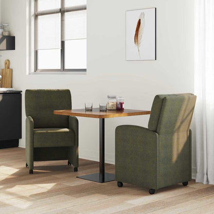 vidaXL Esszimmerstühle mit Rollen 2 pcs Armeegrün 57 x 67 x 95 cm
