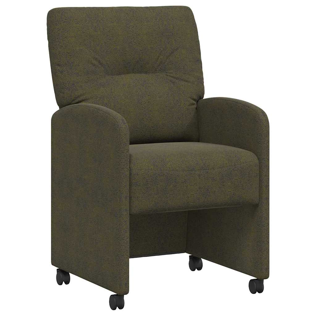 vidaXL Esszimmerstühle mit Rollen 2 pcs Armeegrün 57 x 67 x 95 cm
