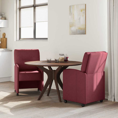 vidaXL Esszimmerstühle mit Rollen 2 pcs Weinrot 57 x 67 x 95 cm Stoff