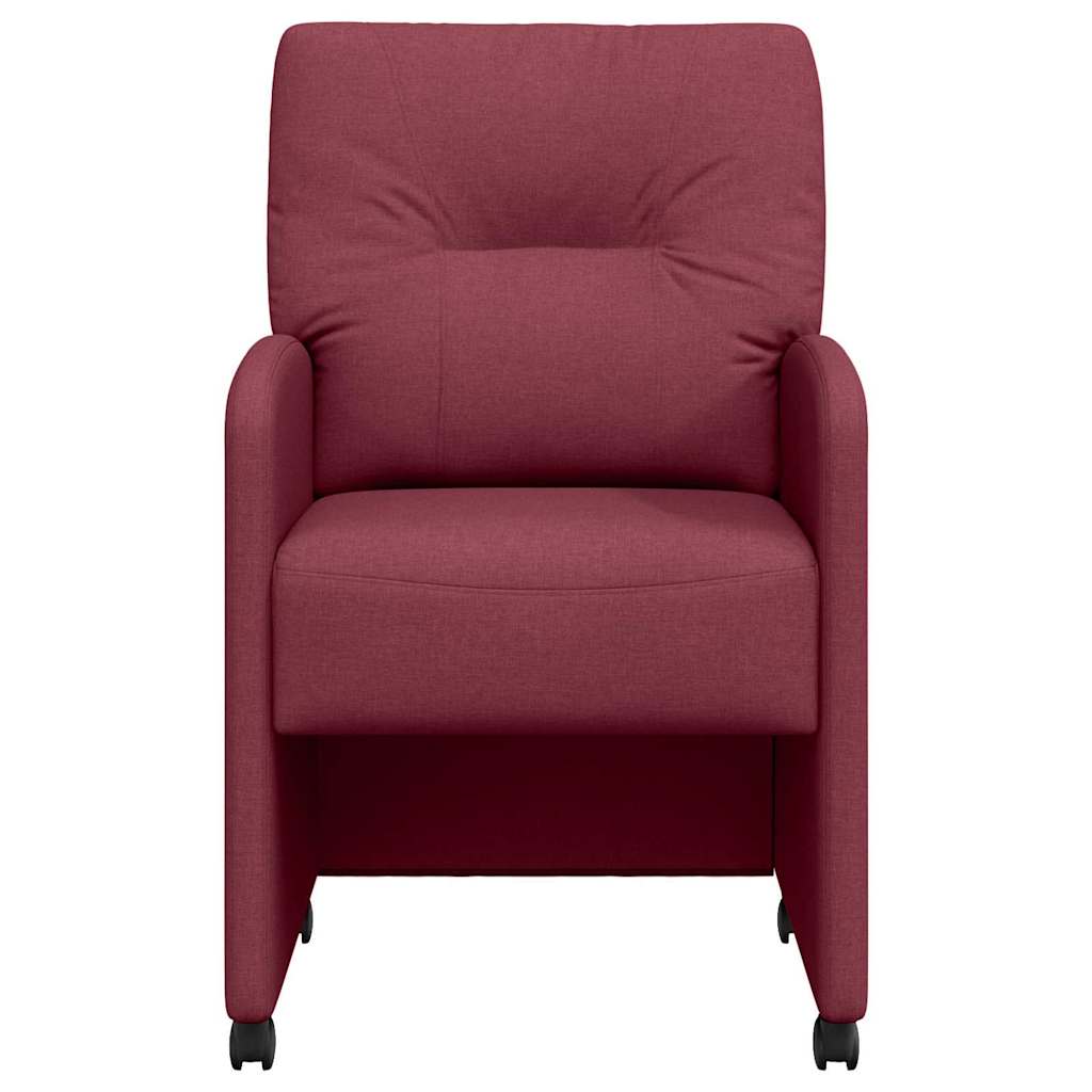 vidaXL Esszimmerstühle mit Rollen 2 pcs Weinrot 57 x 67 x 95 cm Stoff