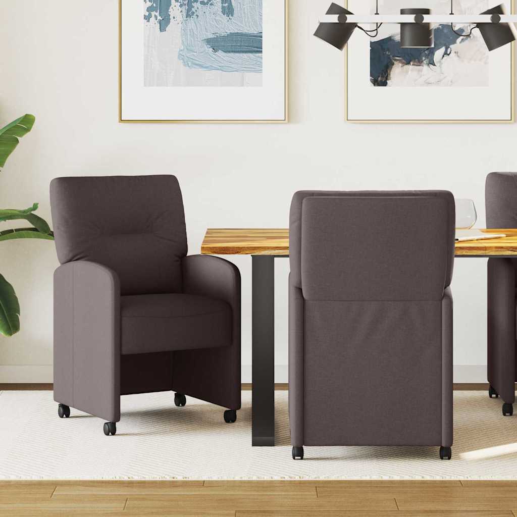 vidaXL Esszimmerstühle mit Rollen 2 pcs Dunkelbraun 57 x 67 x 95 cm