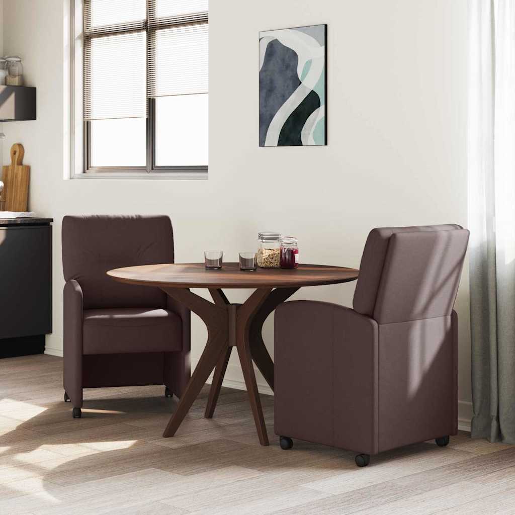 vidaXL Esszimmerstühle mit Rollen 2 pcs Dunkelbraun 57 x 67 x 95 cm