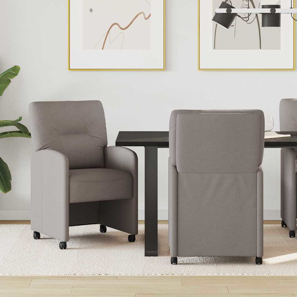 vidaXL Esszimmerstühle mit Rollen 2 pcs Taupe 57 x 67 x 95 cm Stoff