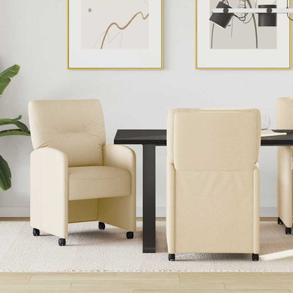 Esszimmerstühle mit Rollen 2 pcs Creme 57 x 67 x 95 cm Stoff