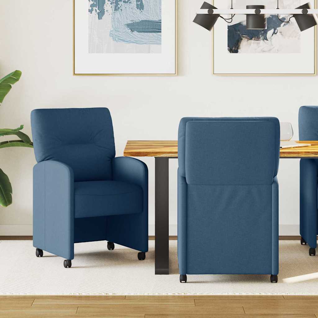 vidaXL Esszimmerstühle mit Rollen 2 pcs Blau 57 x 67 x 95 cm Stoff