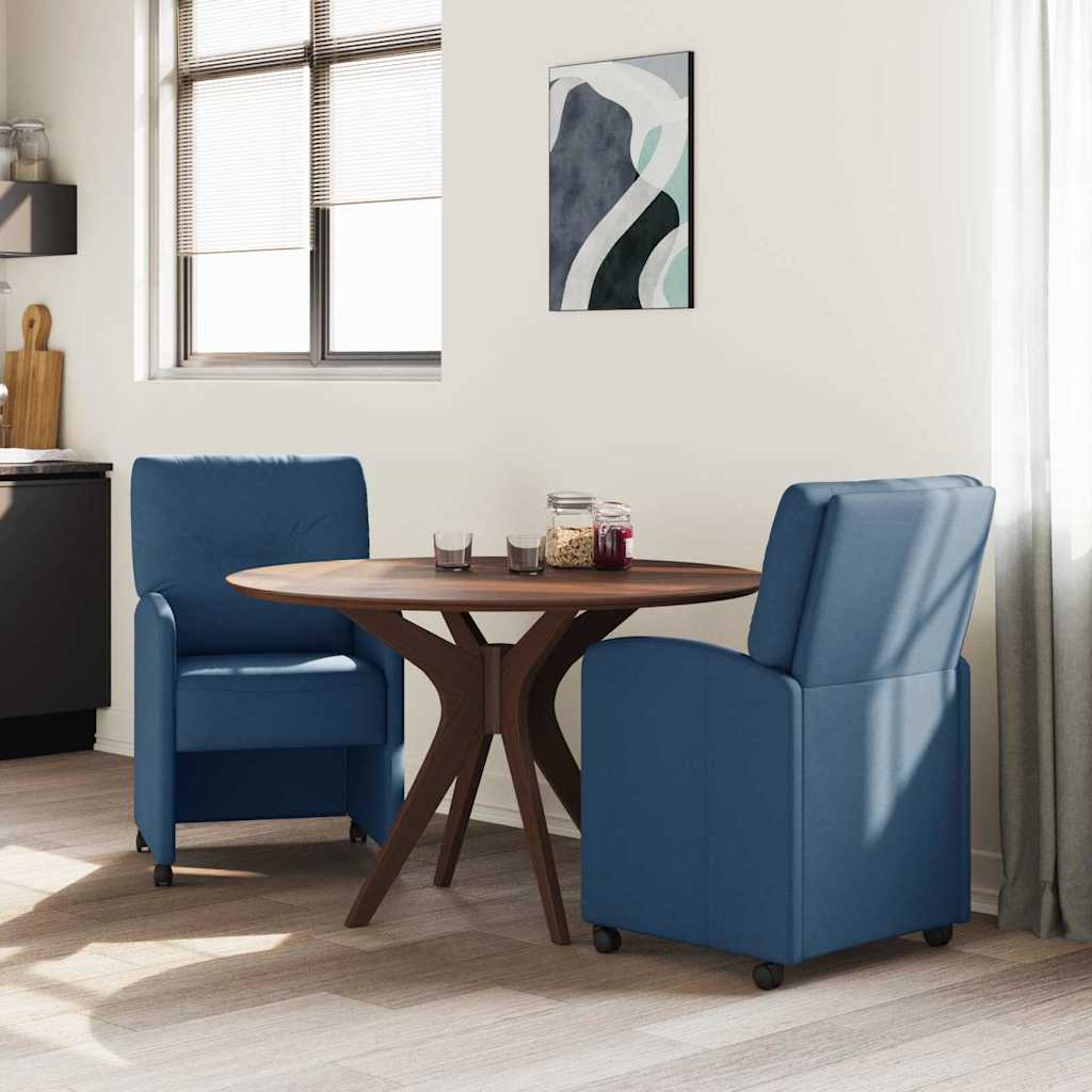 vidaXL Esszimmerstühle mit Rollen 2 pcs Blau 57 x 67 x 95 cm Stoff
