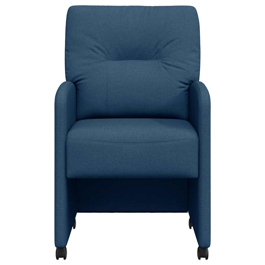 vidaXL Esszimmerstühle mit Rollen 2 pcs Blau 57 x 67 x 95 cm Stoff