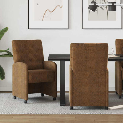 vidaXL Esszimmerstühle mit Rollen 2 pcs Braun 58 x 67 x 97 cm