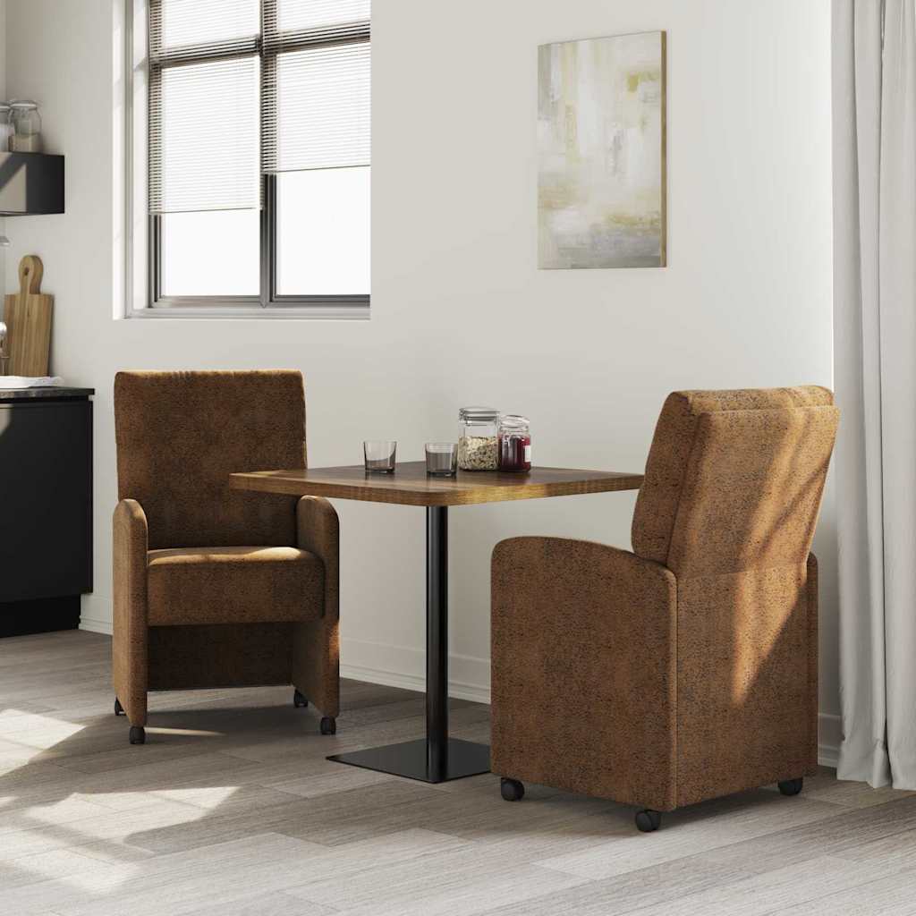 vidaXL Esszimmerstühle mit Rollen 2 pcs Braun 58 x 67 x 97 cm