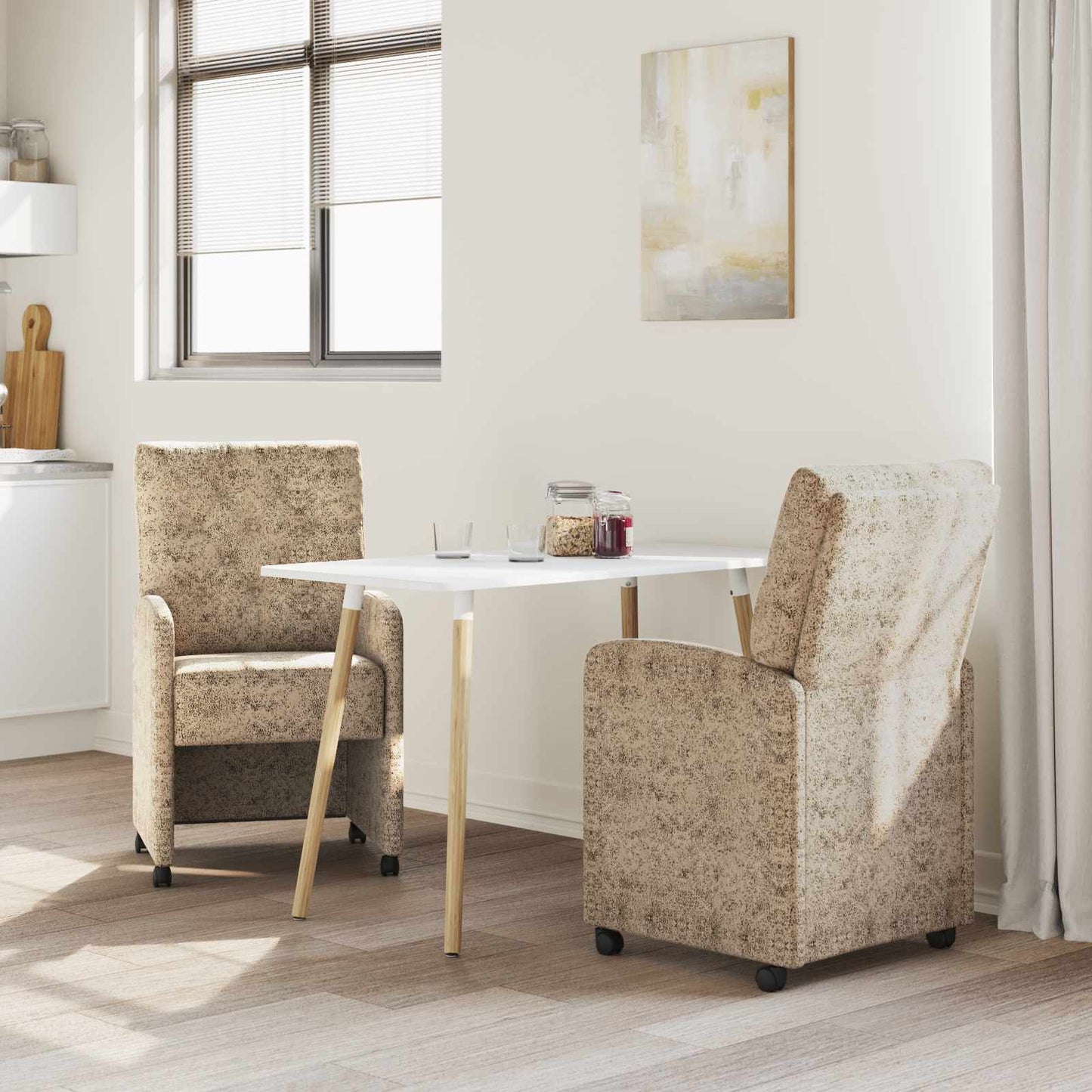 vidaXL Esszimmerstühle mit Rollen 2 pcs Hellgrau 58 x 67 x 97 cm