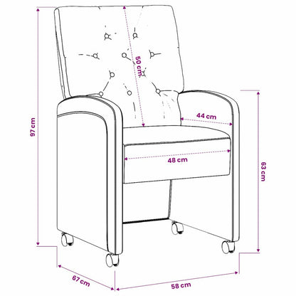 vidaXL Esszimmerstühle mit Rollen 2 pcs Hellgrau 58 x 67 x 97 cm