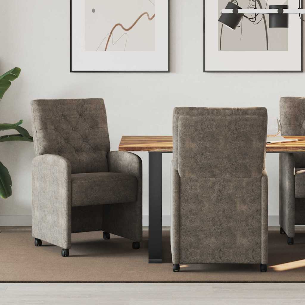 vidaXL Esszimmerstühle mit Rollen 2 pcs Dunkelgrau 58 x 67 x 97 cm