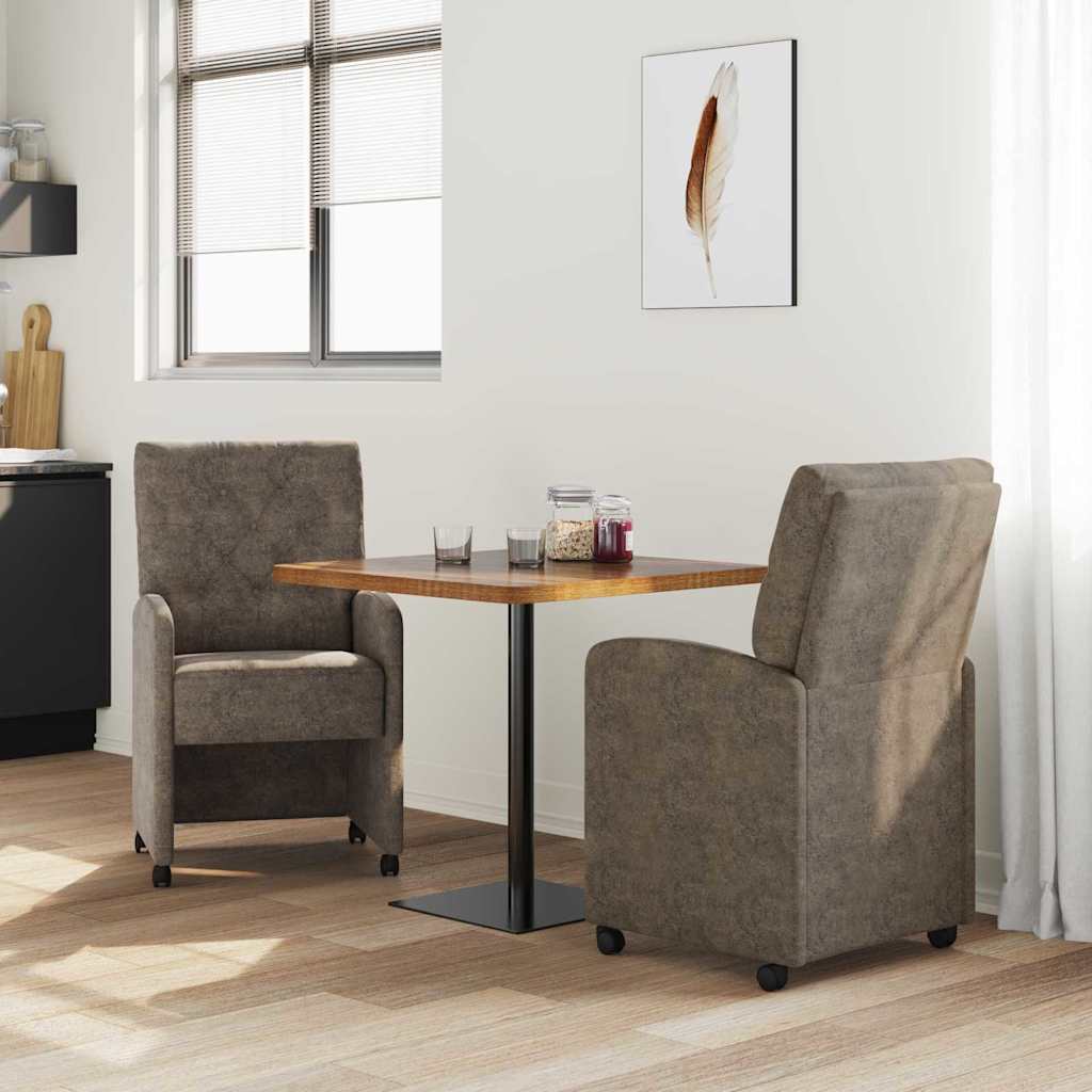 vidaXL Esszimmerstühle mit Rollen 2 pcs Dunkelgrau 58 x 67 x 97 cm