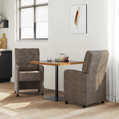 vidaXL Esszimmerstühle mit Rollen 2 pcs Dunkelgrau 58 x 67 x 97 cm