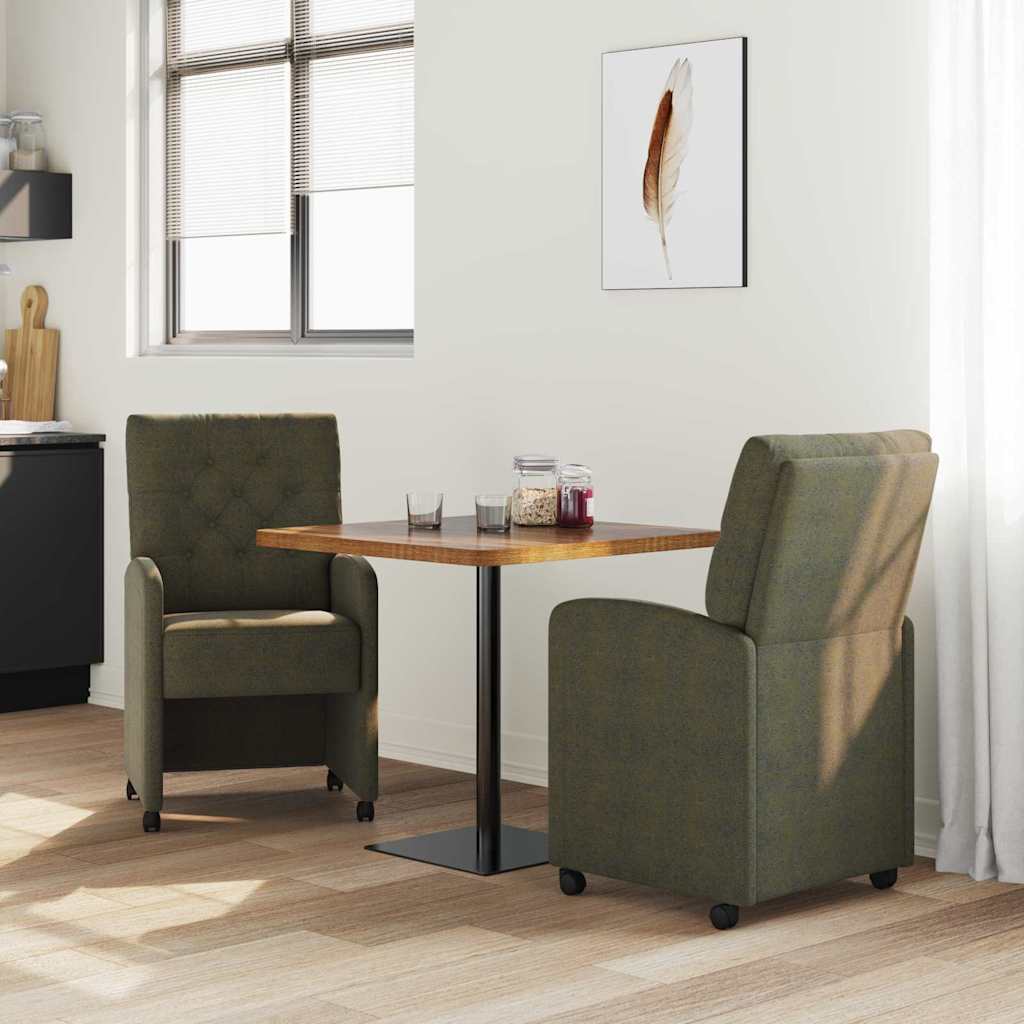 vidaXL Esszimmerstühle mit Rollen 2 pcs Armeegrün 58 x 67 x 97 cm
